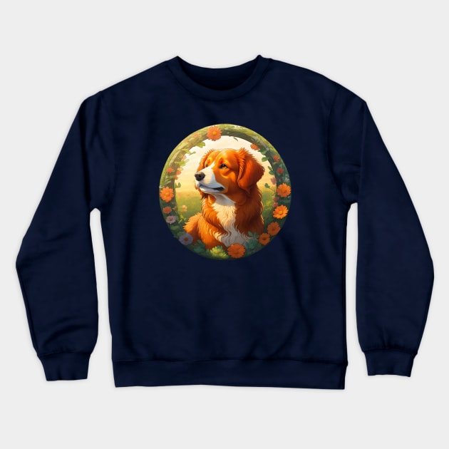 Nova Scotia Duck Tolling Retriever In Spring Crewneck Sweatshirt by Pet And Petal